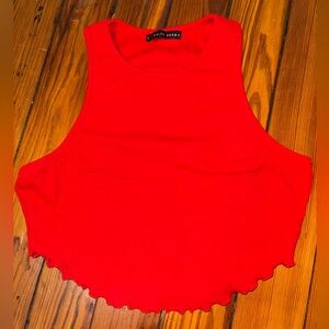 Red Ruffle Hem Tank Top